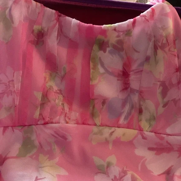 Zenzi Girls Floral Pink Tulle, High-Low Dress,Lined. Child’s Size Large (10-12) - Picture 8 of 8